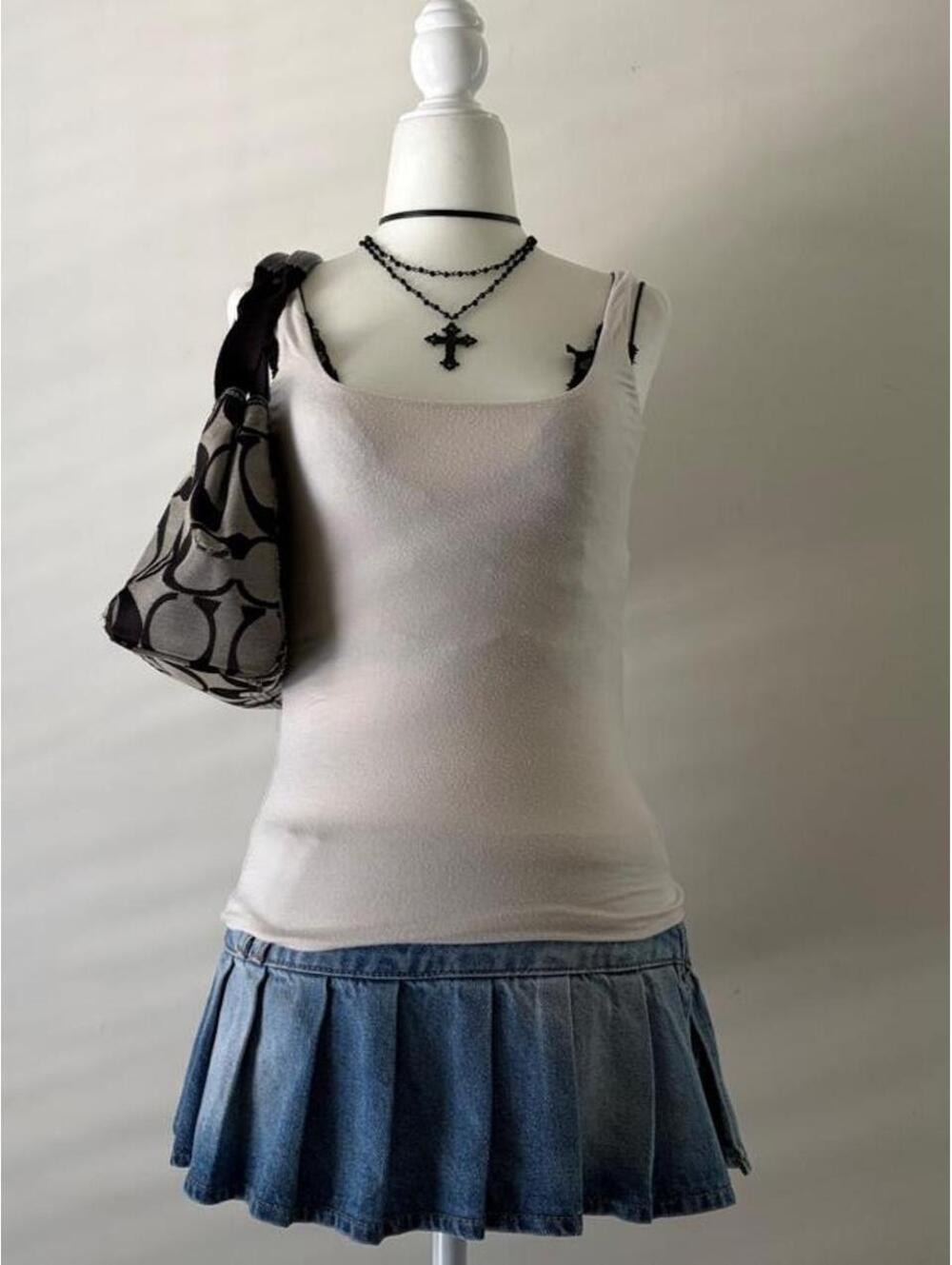✨ Y2K J.Crew Soft Cream Fitted Square Neck Tank Top | Minimalist 2000s Basic